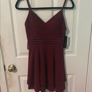 long formal dresses under $50 Amazing Junior Homecoming Gown Dark Red Lace Short Prom Dresses 2024 S –  Siaoryne